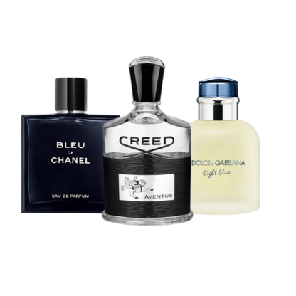 Combo de 3 perfumes - Creed Aventus, Bleu de Chanel, Light Blue