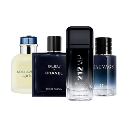 Combo de 4 perfumes - 212 Black, Bleu de Chanel, Sauvage, Light Blue 100ML